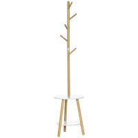 Garderobenständer, 171 cm Kleiderständer mit 5 Haken, Beistelltisch