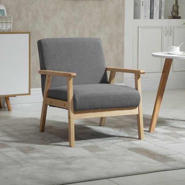 Ohrensessel Esszimmerstuhl mit Armlehnen Loungesessel Relaxsessel Grau