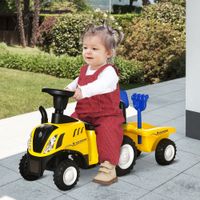 Kinderfahrzeug Laufhilfe mit Anhänger, Hupe Kunststoff Metall Gelb