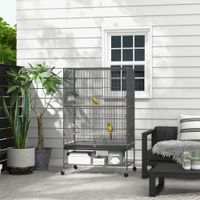 Vogelkäfig Vogelbauer mit Sitzstangen, Vogelhaus mit Ablage Rollen Stahl