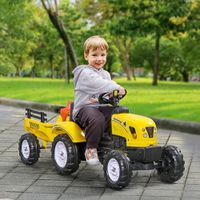 Trettraktor mit Anhänger Tretauto Traktor ab 3 Jahre Kinder Gelb