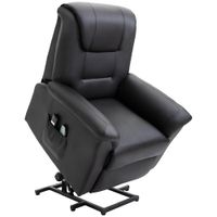 Sessel mit Aufstehhilfe, Verstellbarer Massagesessel Kunstleder Schwarz