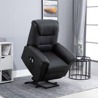 Sessel mit Aufstehhilfe, Verstellbarer Massagesessel Kunstleder Schwarz