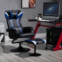 Relaxsessel mit Hocker, Fernsehsessel, Spiel-Stil, Gamingstuhl, Blau