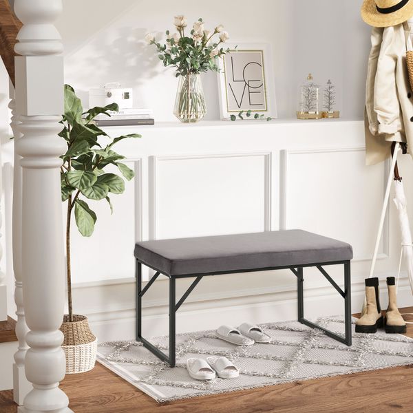Sitzbank Polsterbank, Bettbank in Samtoptik, Schminkbank für Schlafzimmer
