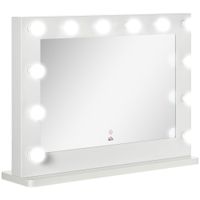 Hollywood Spiegel 80 x 60 cm Schminkspiegel mit LED-Beleuchtung Weiß