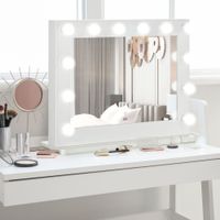 Hollywood Spiegel 80 x 60 cm Schminkspiegel mit LED-Beleuchtung Weiß