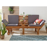 Multifunktionsbank "Rügen" mit Rollen aus massivem Akazienholz, ca. 202/180 x 65,5 x 87 cm