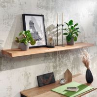 WOHNLING Wandregal Baumkante Akazie Holz Design Schweberegal 140 cm Regal Massiv