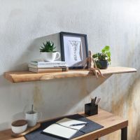WOHNLING Wandregal Baumkante Akazie Holz Design Schweberegal 120 cm Regal Massiv