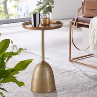 WOHNLING Beistelltisch Metall Sofatisch Ø 33 cm Tisch Wohnzimmertisch Rund Gold