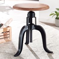 WOHNLING Drehhocker Metall / Holz Massiv 39x62,5x39 cm Dekohocker Hocker Rund