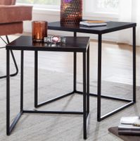 WOHNLING Beistelltisch Metall Satztisch 2 teilig Couchtisch Tisch Set Schwarz