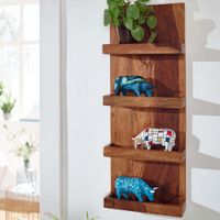 WOHNLING Wandregal Holz Massiv 30x80x10 cm Hängeregal Regal Schweberegal Groß