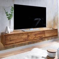 WOHNLING TV Schrank Hängend 160x25x35 cm Lowboard Holz Massiv Fernsehkommode