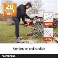Dual Power Akku Kettensäge POWDPG7570 - kleine elektrische 20V Säge, ohne Akku und Ladegerät, 300 mm Schwert für Einhand Bedienung, automatische Kettenschmierung, Gartengeräte