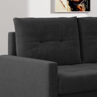 Ecksofa OSLO Webstoff Schwarz mit Bettkasten Ottomane universell Links oder Rechts