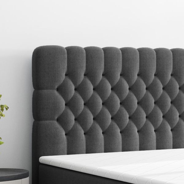 Boxspringbett FERRARA ONE Chesterfield – Optik mit Bettkasten 180 x 200 cm Webstoff Schwarz