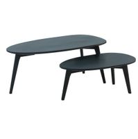 WOHNLING Couchtisch 2er Set Nierenform Holz Wohnzimmertisch Beistelltisch Tisch
