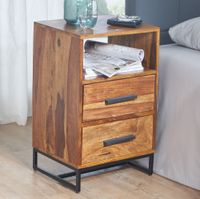 WOHNLING Nachttisch Boxspringbett Massivholz 40x35x66 cm Nachtkommode Schubladen