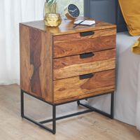 WOHNLING Nachttisch Boxspringbett Massivholz 50x40x65 cm Nachtkommode Schubladen