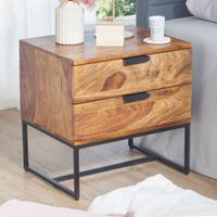 WOHNLING Nachttisch Boxspringbett Massivholz 50x40x51 cm Nachtkommode Schubladen