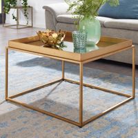 WOHNLING Couchtisch Glas Spiegel 60x60x41cm Sofatisch Wohnzimmertisch Gold Tisch