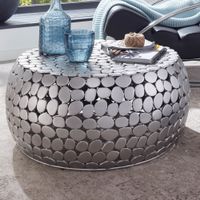 WOHNLING Couchtisch Metall Silber Sofatisch Ø 66 cm Tisch Wohnzimmertisch Rund