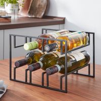 WOHNLING Weinflaschenhalter 29x21x25cm Metall Schwarz Weinregal Tisch Weinhalter