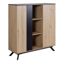WOHNLING Highboard 110x125x40 cm MDF Sideboard Eiche Dekor Kommode Anrichte
