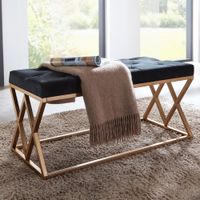 WOHNLING Sitzbank Schwarz Polsterbank 90 cm Bettbank Chesterfield Flurbank Samt