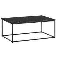 WOHNLING Couchtisch Marmor Optik Schwarz 100x60 cm Wohnzimmertisch Tisch Metall