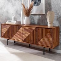 WOHNLING TV Schrank 140x54x33 cm Lowboard Holz Fernsehkommode Fernsehschrank