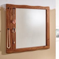 WOHNLING Wandspiegel Flurspiegel Holz Massiv 80x80x3 cm Spiegel Flur Diele Groß