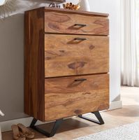 WOHNLING Kommode 80x120x41,5 cm Holz Massiv Highboard Anrichte Schubladenkommode