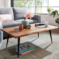 WOHNLING Couchtisch 110x60x40 cm Holz Massiv Sofatisch Wohnzimmertisch Tisch