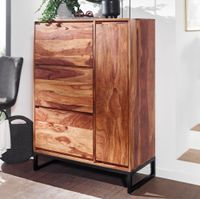 WOHNLING Schuhschrank 88x120x40 cm Holz Massiv Schuhregal Schuhkommode Flur