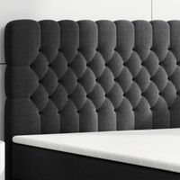 Boxspringbett FERRARA mit Bettkasten 180 x 200 cm Webstoff Schwarz Bettkasten und Fußteil
