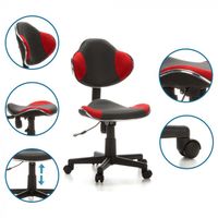 Kinderdrehstuhl KIDDY GTI-2 Grau/Rot höhenverstellbarer ergonomischer Kinderstuhl