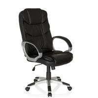 XXL Chefsessel RELAX BY155 Schwarz, ergonomischer gepolsterter Bürostuhl