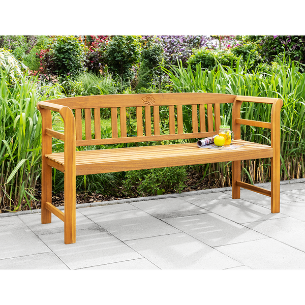 3-Sitzer Gartenbank aus Akazienholz, ca. 157 x 48,5 x 82 cm - Rose
