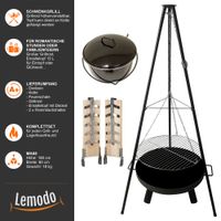 Schwenkgrill mit Grillgitter, Topf und Lachsbretter