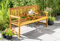 2-Sitzer Gartenbank mit hochklappbarem Tisch aus Akazienholz, ca. 153 x 57 x 88 cm - Braun