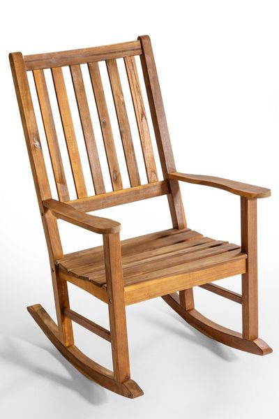 Schaukelstuhl mit hoher Rückenlehne aus Akazienholz, ca. 70 x 92 x 116 cm - Braun