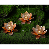 LED-Solar Lotusblume - 3er Set - Orange-Gold
