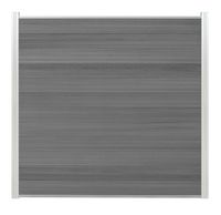 WPC Sichtschutzzaun Roma Line 5 x Zaunfeld grau und 6 x Alu-Pfosten eloxiert zum Aufschrauben