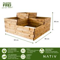 Pflanzkasten aus Holz mit 4 Pflanzzonen