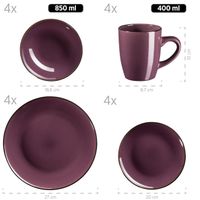 Serie Metallic Rim, Kombiservice 16 teilig für 4 Personen