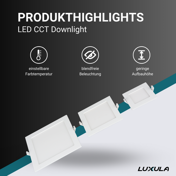 LED CCT Downlight, 6W, 115x115mm