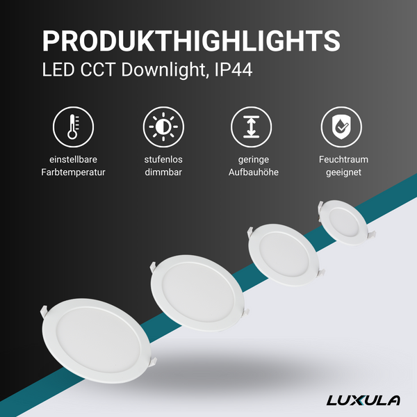 LED CCT Downlight, dimmbar, 6W,ø 115mm